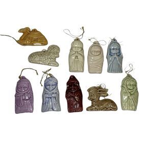 Vintage Nativity Ornaments Alberta Ceramic 10 Pc Christmas